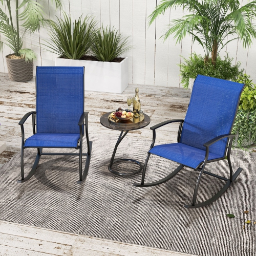 Gymax Set of 2 Outdoor Rocking Chair Patio Rocker w/ Breathable Fabric