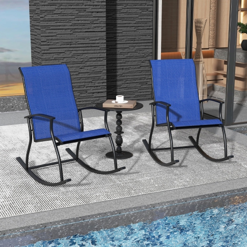 Gymax Set of 2 Outdoor Rocking Chair Patio Rocker w/ Breathable Fabric