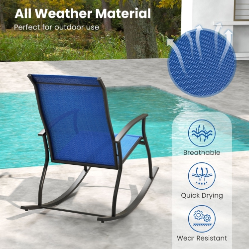 Gymax Set of 2 Outdoor Rocking Chair Patio Rocker w/ Breathable Fabric