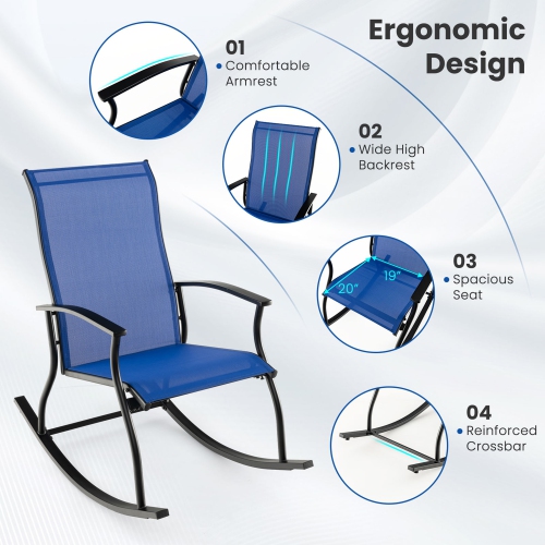 Gymax Set of 2 Outdoor Rocking Chair Patio Rocker w/ Breathable Fabric