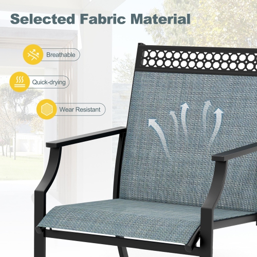 Gymax Patio Dining Chairs Set of 4 All Weather Outdoor Chairs w/ High Back & Armrests Blue