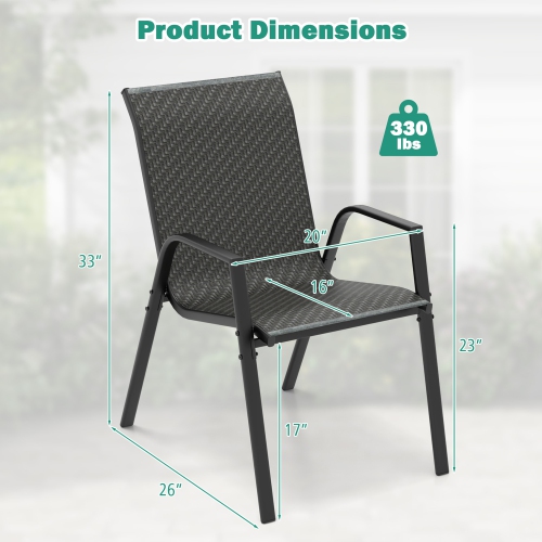 Gymax 4PCS Stackable Patio Rattan Dining Chairs Space-Saving Outdoor Chair Set