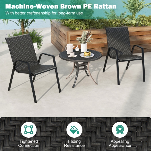 Gymax 4PCS Stackable Patio Rattan Dining Chairs Space-Saving Outdoor Chair Set