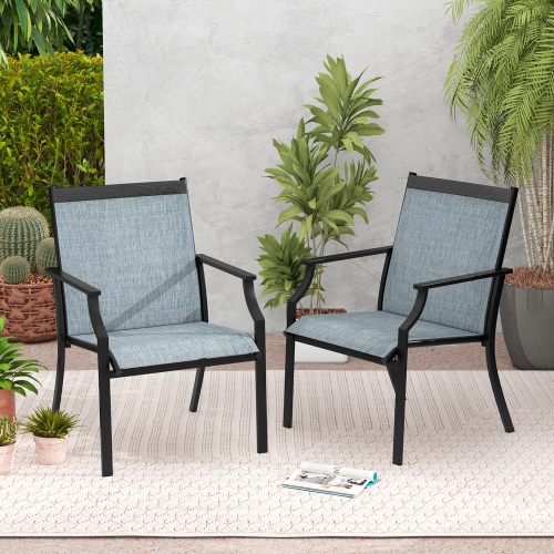 GYMAX  Set Of 2 Patio Dining Chairs Outdoor Armchairs W/ Sturdy Metal Frame