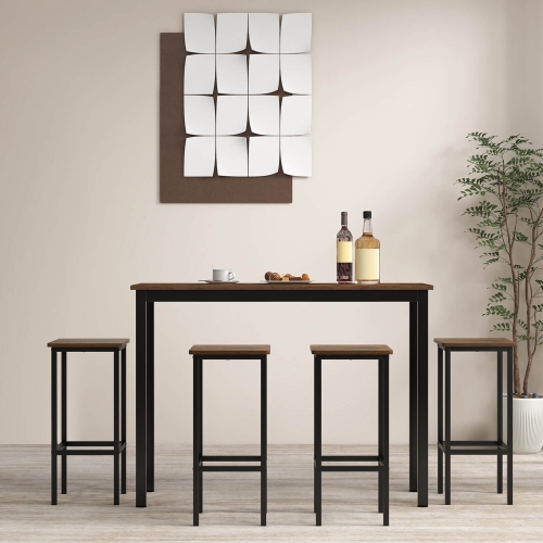Gymax 4PCS 26'' Bar Stool Set w/Metal Frame Footrest Backless Counter Height Stool Brown