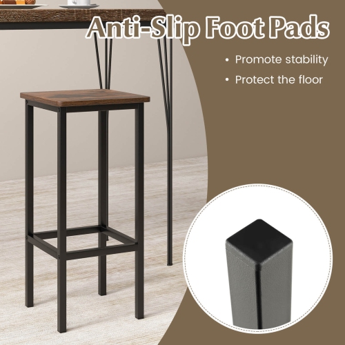Gymax 4PCS 26'' Bar Stool Set w/Metal Frame Footrest Backless Counter Height Stool Brown