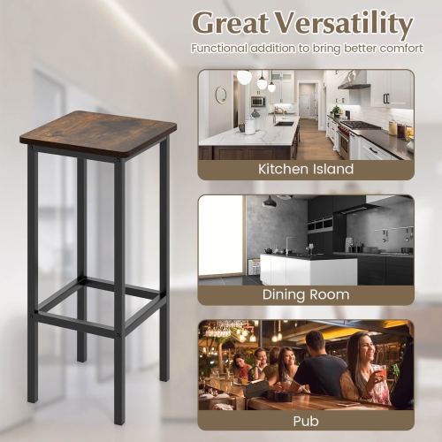 Gymax 4PCS 26'' Bar Stool Set w/Metal Frame Footrest Backless Counter Height Stool Brown