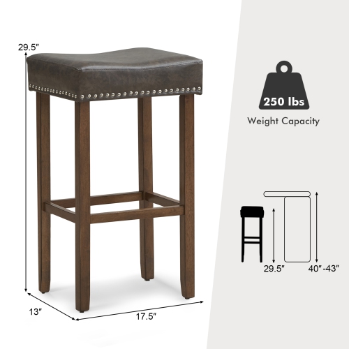 Gymax 4PCS 29.5'' Bar Stool Set Counter Height Saddle Stools with Rubber Wood Frame