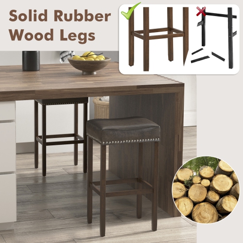 Gymax 4PCS 29.5'' Bar Stool Set Counter Height Saddle Stools with Rubber Wood Frame