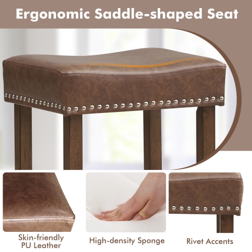 Gymax 4PCS 29.5'' Bar Stool Set Counter Height Saddle Stools w/ Rubber Wood Frame