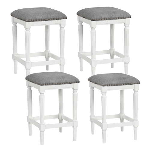 GYMAX  4PCs Upholstered 3-Height Bar Stool Versatile Kitchen Dining Stool