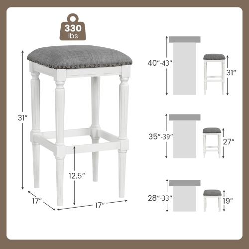Gymax 4PCS Upholstered 3-Height Bar Stool Versatile Kitchen Dining Stool