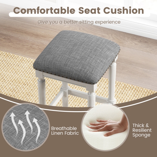 Gymax 4PCS Upholstered 3-Height Bar Stool Versatile Kitchen Dining Stool