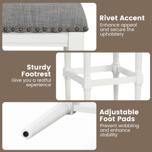 Gymax 4PCS Upholstered 3-Height Bar Stool Versatile Kitchen Dining Stool