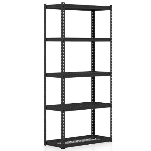 GYMAX  5-Tier Storage Shelf Heavy Duty Storage Utility Rack Shelf W/anti-Tipping Device