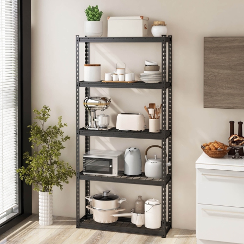 Gymax 5-Tier Heavy Duty Storage Shelf Storage Utility Rack Shelf w/Anti-tipping Device