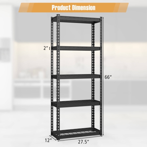 Gymax 4PCS 5-Tier Metal Shelving Unit Heavy Duty Wire Storage Rack with Anti-slip Foot Pads