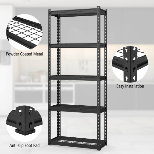 Gymax 2PCS 5-Tier Metal Shelving Unit Heavy Duty Wire Storage Rack with Anti-slip Foot Pads