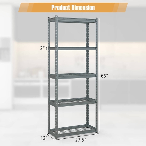Gymax 3 PCS 5-Tier Metal Shelving Unit Heavy Duty Wire Storage Rack with Anti-slip Foot Pads