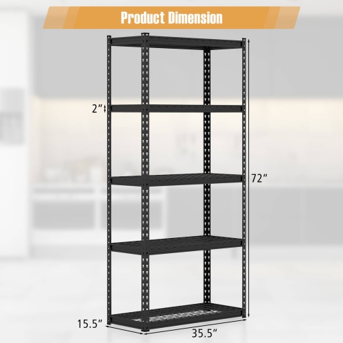 Gymax 5-Tier Storage Shelf Heavy Duty Storage Utility Rack Shelf w/Anti-tipping Device