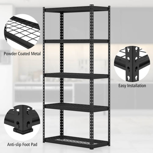 Gymax 5-Tier Storage Shelf Heavy Duty Storage Utility Rack Shelf w/Anti-tipping Device