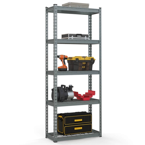 Gymax 2 PCS 5-Tier Metal Shelving Unit Heavy Duty Wire Storage Rack with Anti-slip Foot Pads