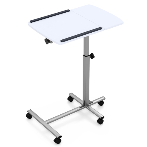 Gymax Height Adjustable Mobile Laptop Desk Standing Desk on Wheels Tilting Tabletop