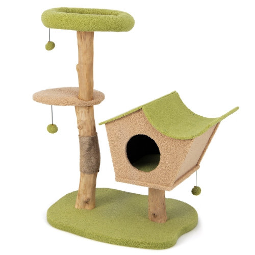 GYMAX  43" Cat Tree W/padded Top Perch Cat Condo Jumping Platform Balls for Indoor Cats