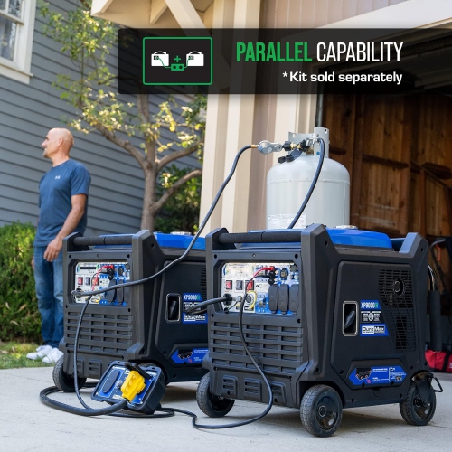 DuroMax XP9000iH 9,000 / 7,600 -Watt 459cc Dual Fuel Digital Inverter Hybrid Portable Generator, Black / Blue.
