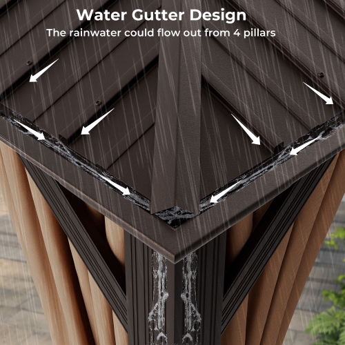 Gymax 12' x 16' Double-Roof Hardtop Gazebo with Galvanized Steel Roof Netting Outdoor