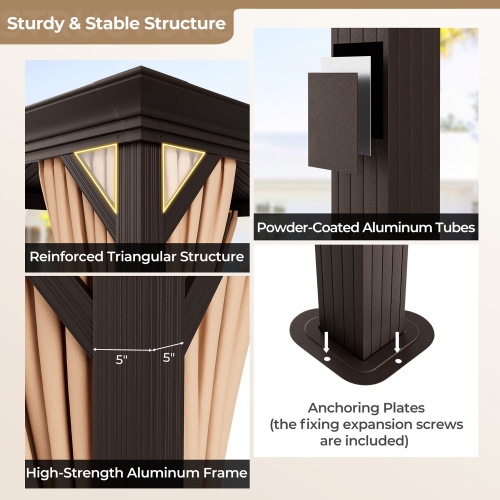 Gymax 12' x 16' Double-Roof Hardtop Gazebo with Galvanized Steel Roof Netting Outdoor