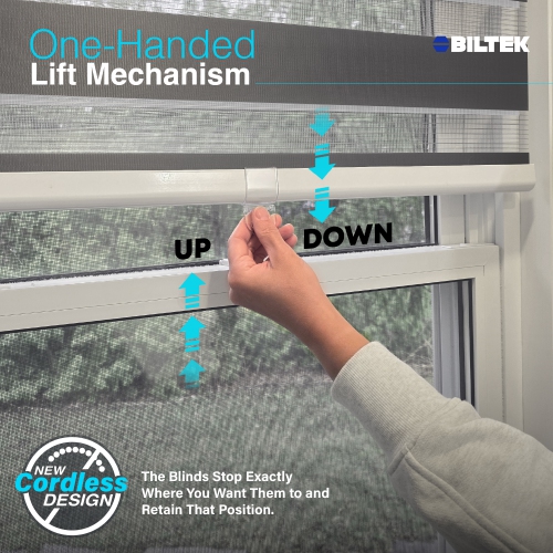 Biltek Zebra Cordless Window Blinds, Dual Layered Light Filtering Roller Shades, Easy Install Blinds, Indoor Home Decor, Pull-Down Shades for