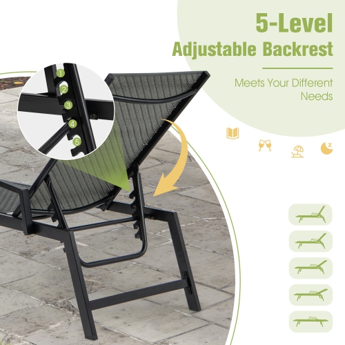 Gymax Wicker Outdoor Chaise Lounge Chair Patio w/ Metal Frame & Adjustable Backrest