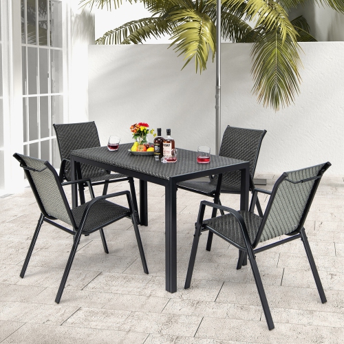 Gymax 48'' Rectangular Rattan Patio Dining Table for 6 w/ Metal Frame