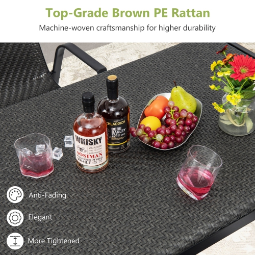 Gymax 48'' Rectangular Rattan Patio Dining Table for 6 w/ Metal Frame