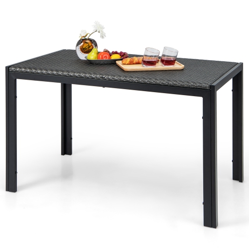 Gymax 48'' Rectangular Rattan Patio Dining Table for 6 w/ Metal Frame