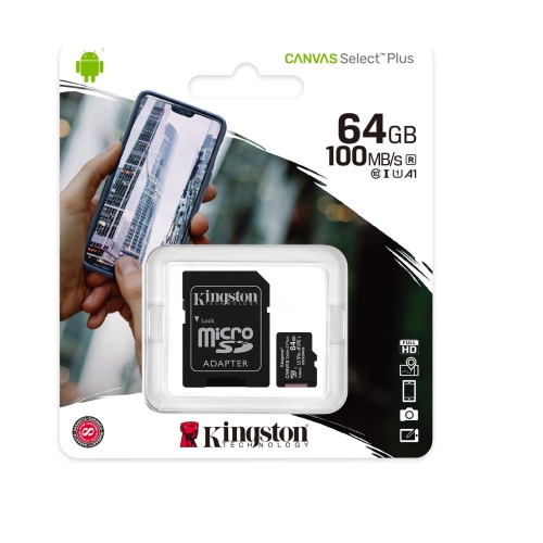 Carte microSD 64&nbsp;Go Canvas Select plus de Kingston remise à neuf avec adaptateur SD