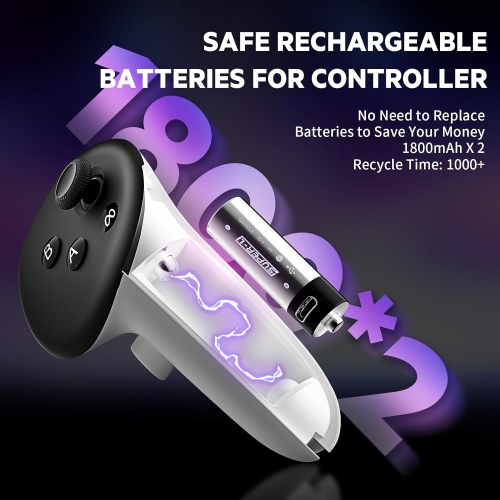 Station de recharge pour Oculus/Meta Quest 3 avec éclairage RVB, recharge rapide USB-C, casque et accessoires de support de manette avec 2 batteries