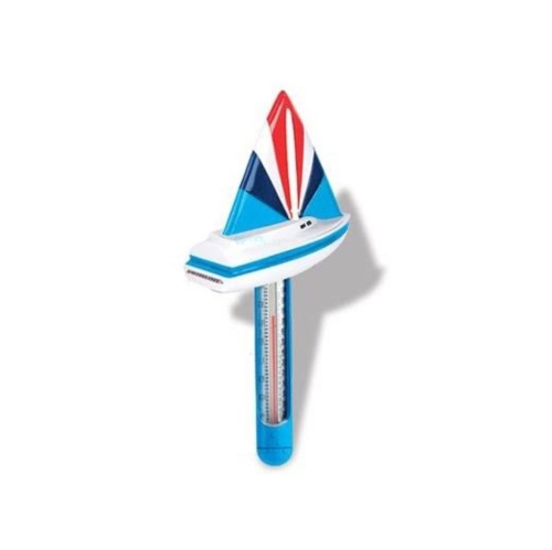 Blue and White HydroTools Sail Boat Thermometer for Swimming Pools or Spas, 9.5"