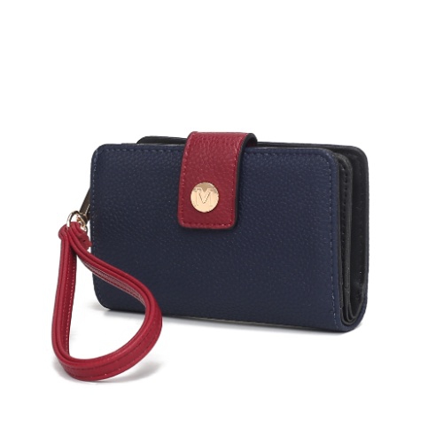 MKF Collection – Portefeuille pour femmes en cuir végétalien à bloc couleur Shira – Pochette de Mia K