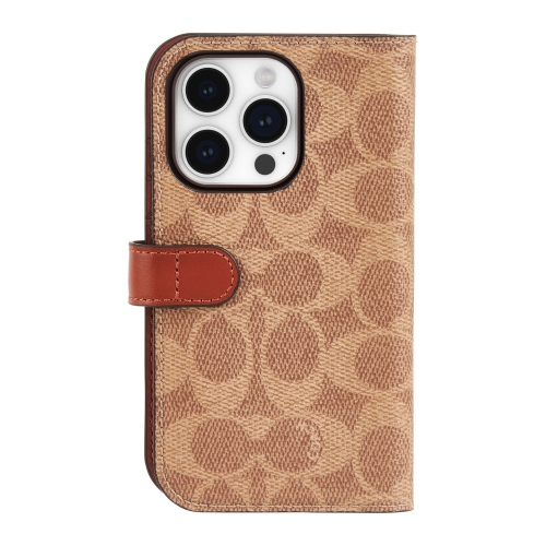 COACH  Iphone 15 Pro Plastic Fitted Folio Case – In Tan