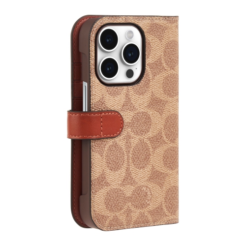 Coach iPhone 15 Pro Plastic Fitted Folio Case – Tan