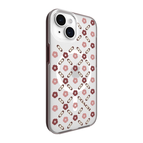 Coach iPhone: 15, 14, 13 Plastic Fitted Hard Shell Case – Tea Rose
