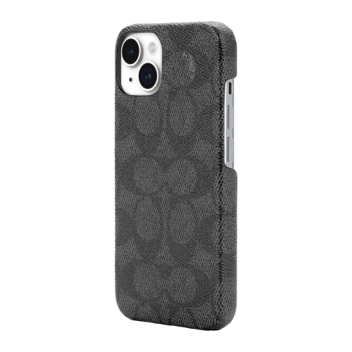 Coach iPhone: 15, 14, 13 Plastic Fitted Hard Shell Case – Charcoal