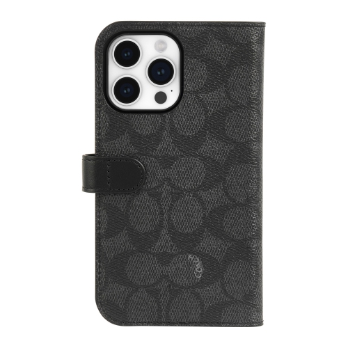 COACH  Iphone 15 Pro Max Plastic Fitted Folio Case – In Charcoal 