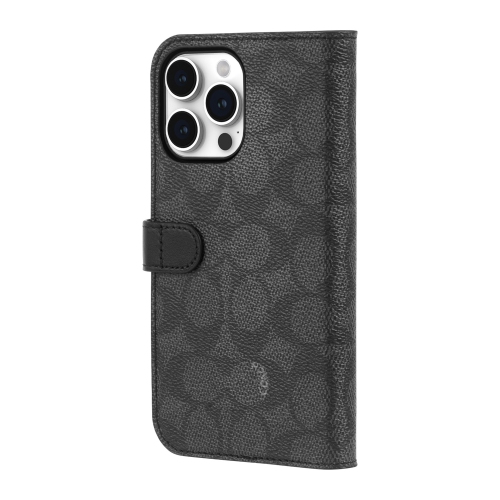 Coach iPhone 15 Pro Plastic Fitted Folio Case – Charcoal