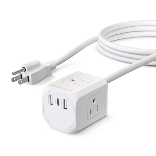 HYPERGEAR  Cube Multi-Port Power Strip Extension Cord - In White