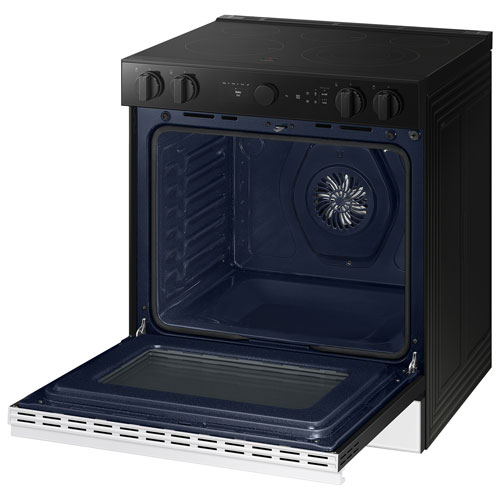Samsung 30" 6.3 Cu. Ft. True Convection 5-Element Slide-In Electric Range (NSE6DB870012AC) - White Glass