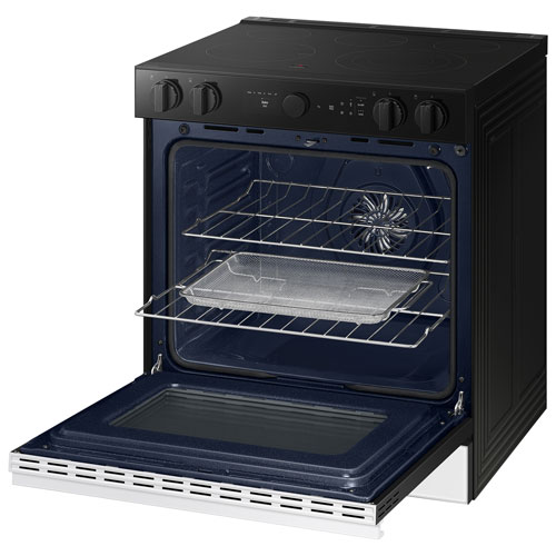 Samsung 30" 6.3 Cu. Ft. True Convection 5-Element Slide-In Electric Range (NSE6DB870012AC) - White Glass
