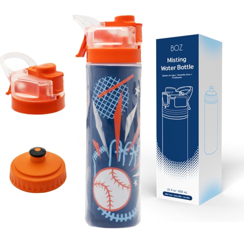 Bouteille d'eau isotherme de style baseball de BOZ Elite 22&nbsp;oz - fonctions de vaporisation de bruine de refroidissement et de raclettes ergonomi